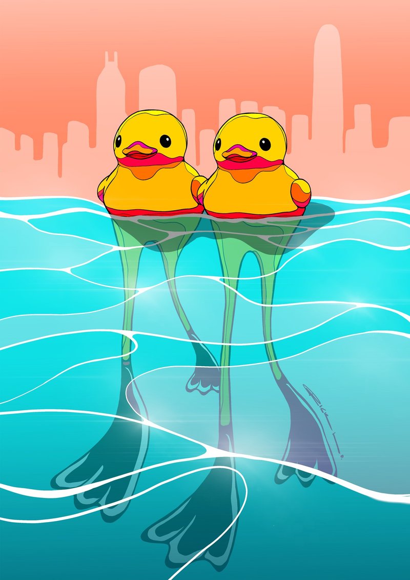 夏日游泳组 - 高品质画作印刷 - 卡片/明信片 - 纸 