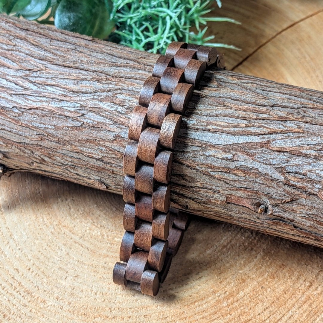 【木制手链】EINBAND Wood Bracelet 天然木质手链 核桃木 - 手链/手环 - 木头 咖啡色