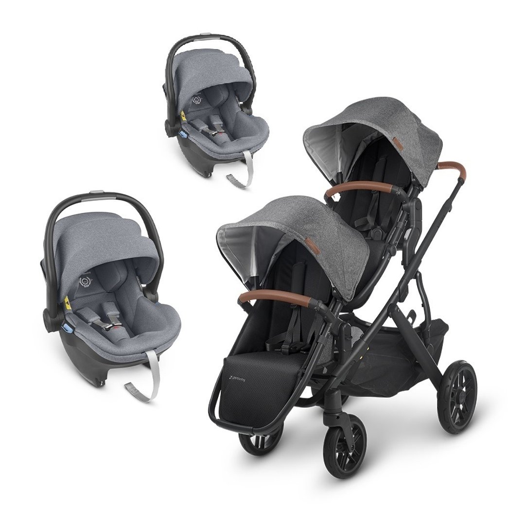 台湾宅配【UPPAbaby】【双宝推车提篮】VISTA V2黑灰+蓝灰提篮*2 - 婴儿车/手推车 - 其他材质 灰色