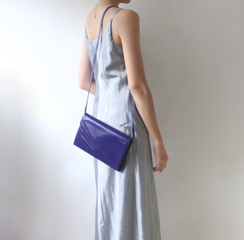 FOAK古着 日本银座靛紫色牛皮古董包 - 侧背包/斜挎包 - 真皮 