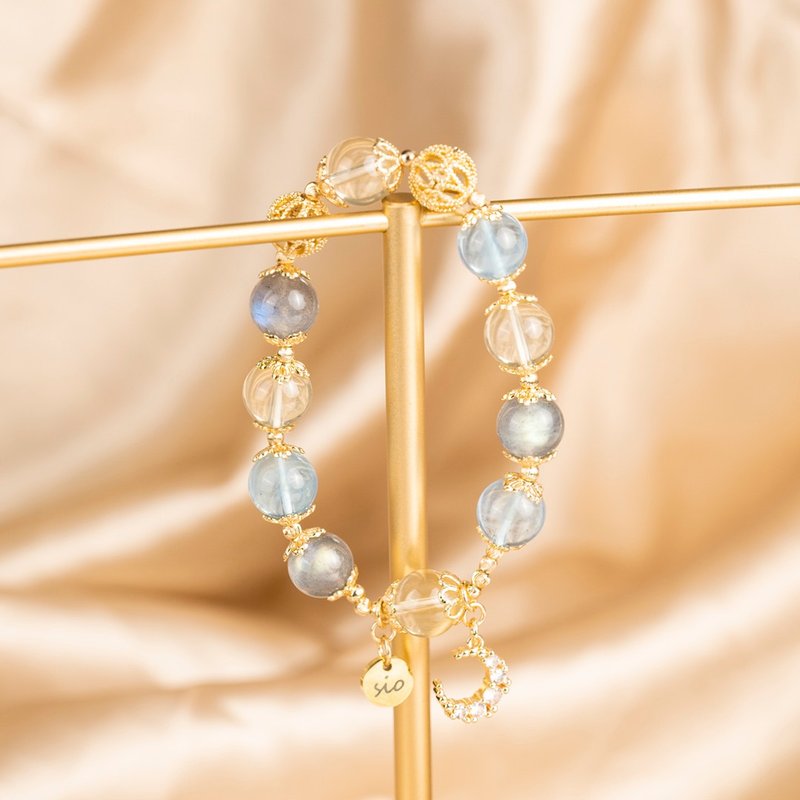 【月野】菲碧的神谕-黄水晶海蓝宝月光石手链 - 手链/手环 - 水晶 多色