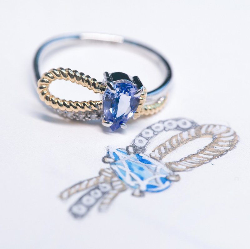 【PurpleMay Jewellery】18K金蓝宝石戒指 - R067 - 戒指 - 宝石 蓝色