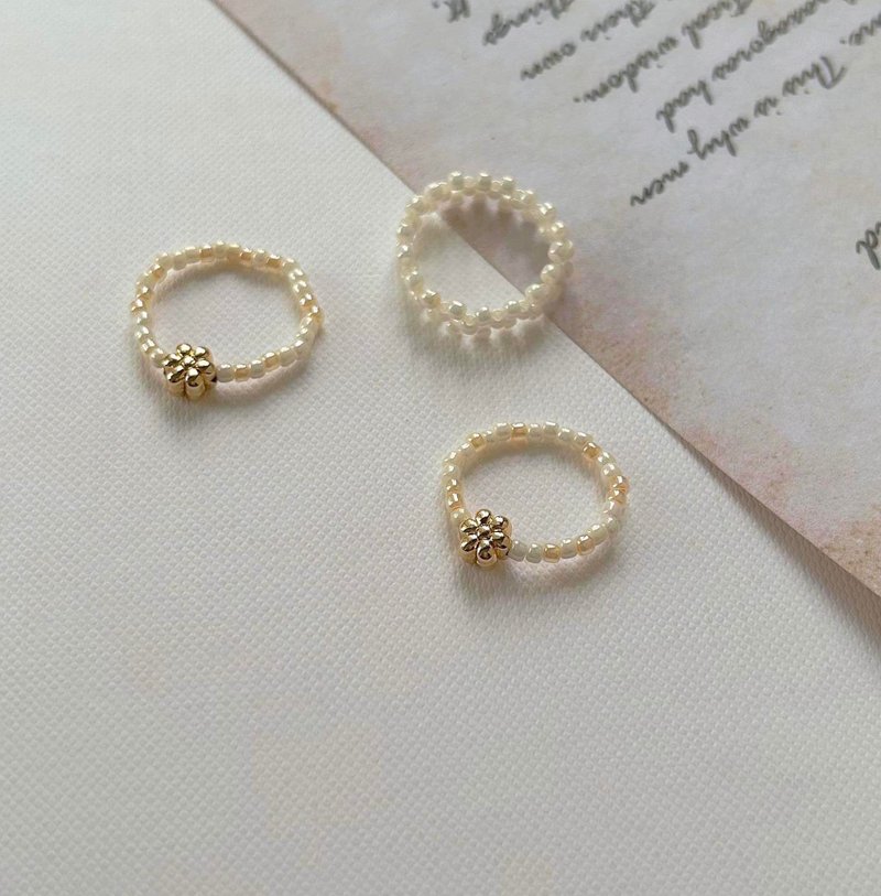 花的际遇 日本米珠戒指 - 戒指 - 贵金属 金色