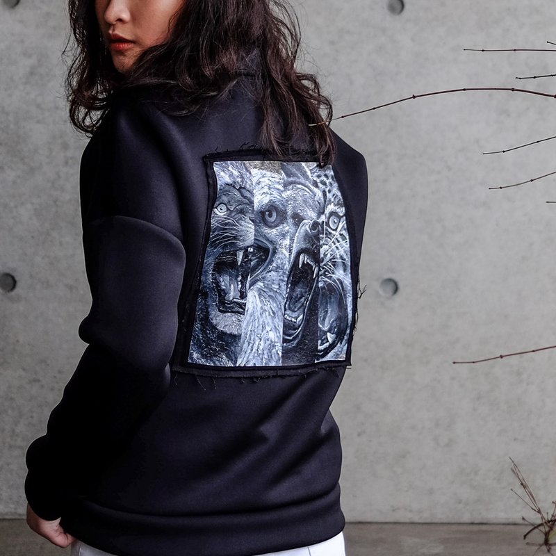 PM x Yezzo-four animals-Neoprene Jacket - 女装休闲/机能外套 - 其他材质 黑色