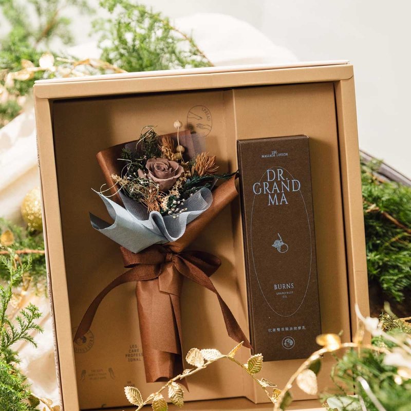 【情人节礼盒】联名浪花花艺 精油按摩乳花束礼盒 - 身体护肤/按摩油 - 其他材质 灰色