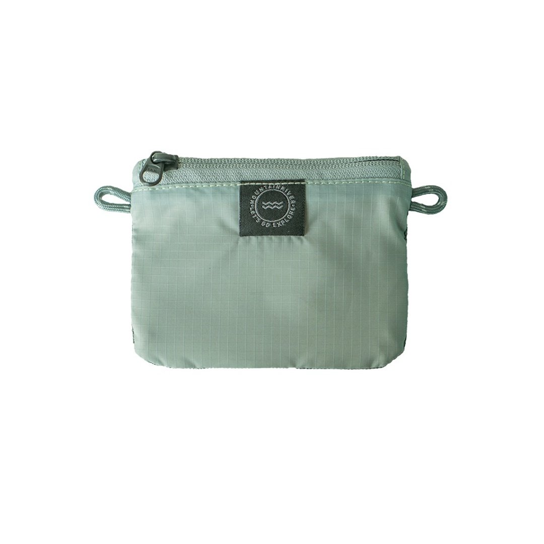 Mountain Card and coin Pouch water repellent Ripstop Grey Green - 零钱包 - 防水材质 灰色