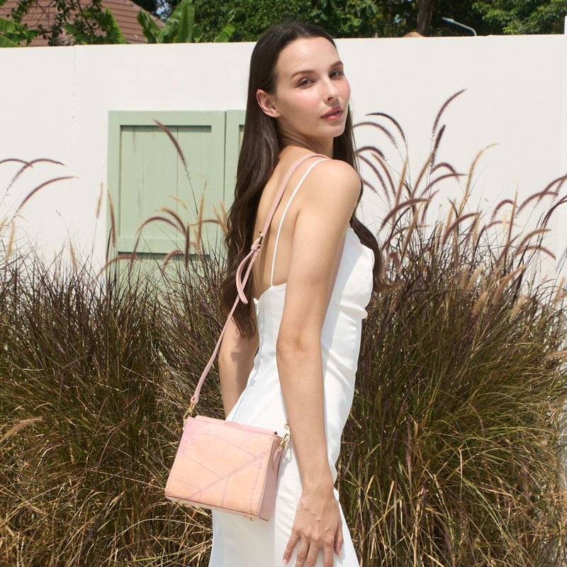 珍珠缀链条肩背包 Pearl 款式 - 樱花粉色 - 手提包/手提袋 - 植物．花 粉红色