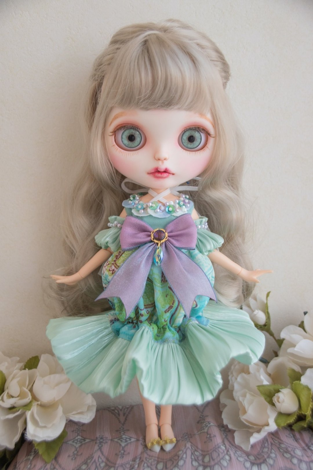Amabie 美人鱼一件 Blythe 衣服 连身裙 一件 - 其他 - 棉 绿色