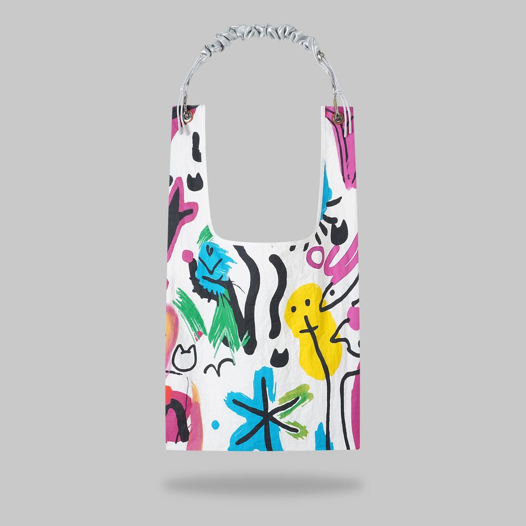 Flower Toby Bag | 配可拆卸柔韧皮革肩带 - 侧背包/斜挎包 - 尼龙 白色