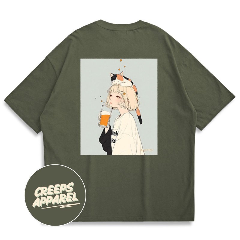 【Yukiame.art】Craftbeer Lover 宽松重磅印花T恤 210g - 中性连帽卫衣/T 恤 - 棉．麻 多色