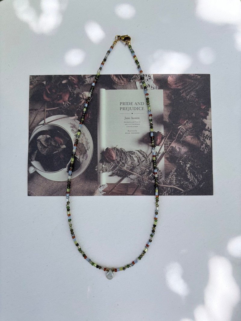 森林玫瑰 串珠项链 手作项链 - 项链 - 其他材质 绿色