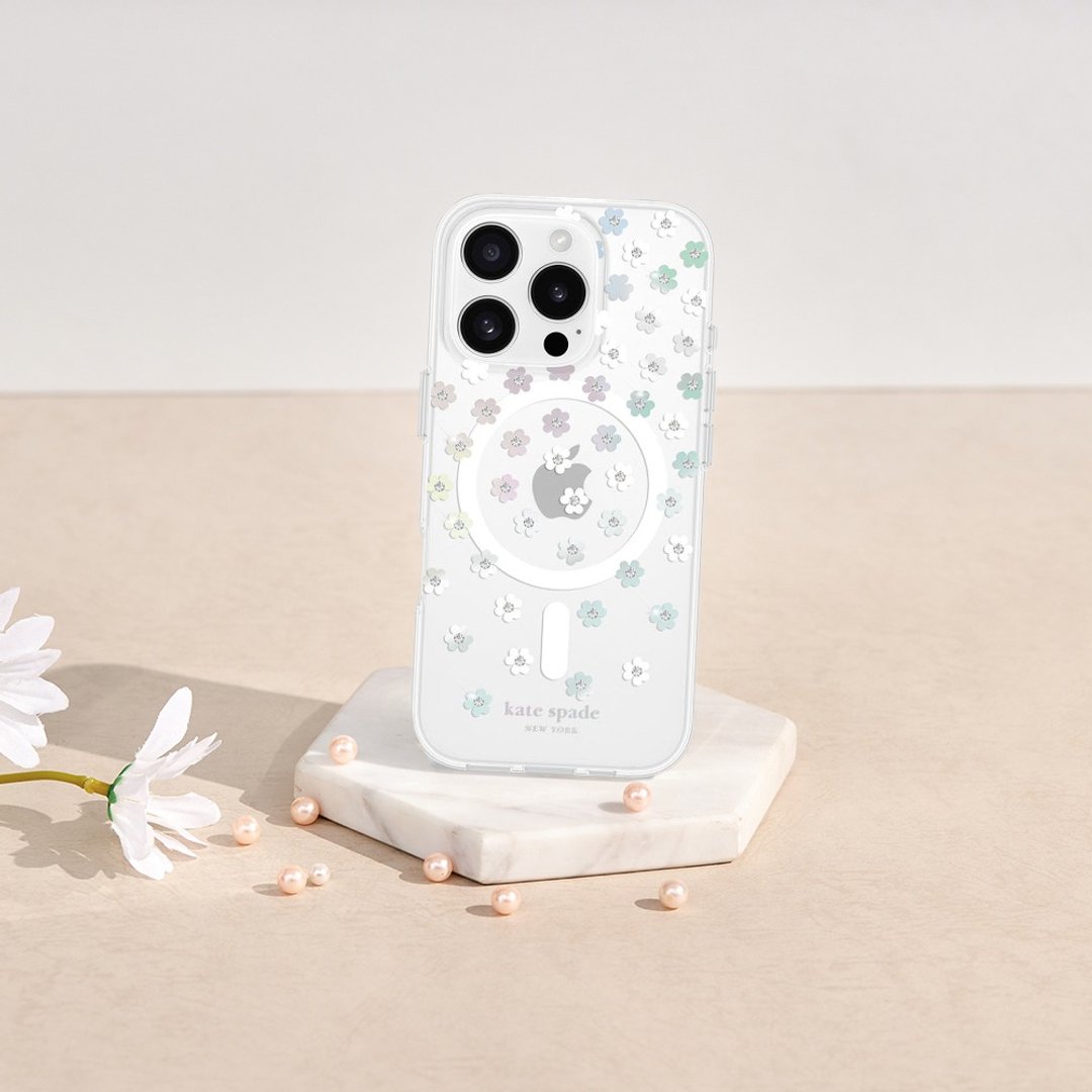 【kate spade】 iPhone 16系列 磁吸防摔手机壳 幻彩小花 - 手机壳/手机套 - 塑料 