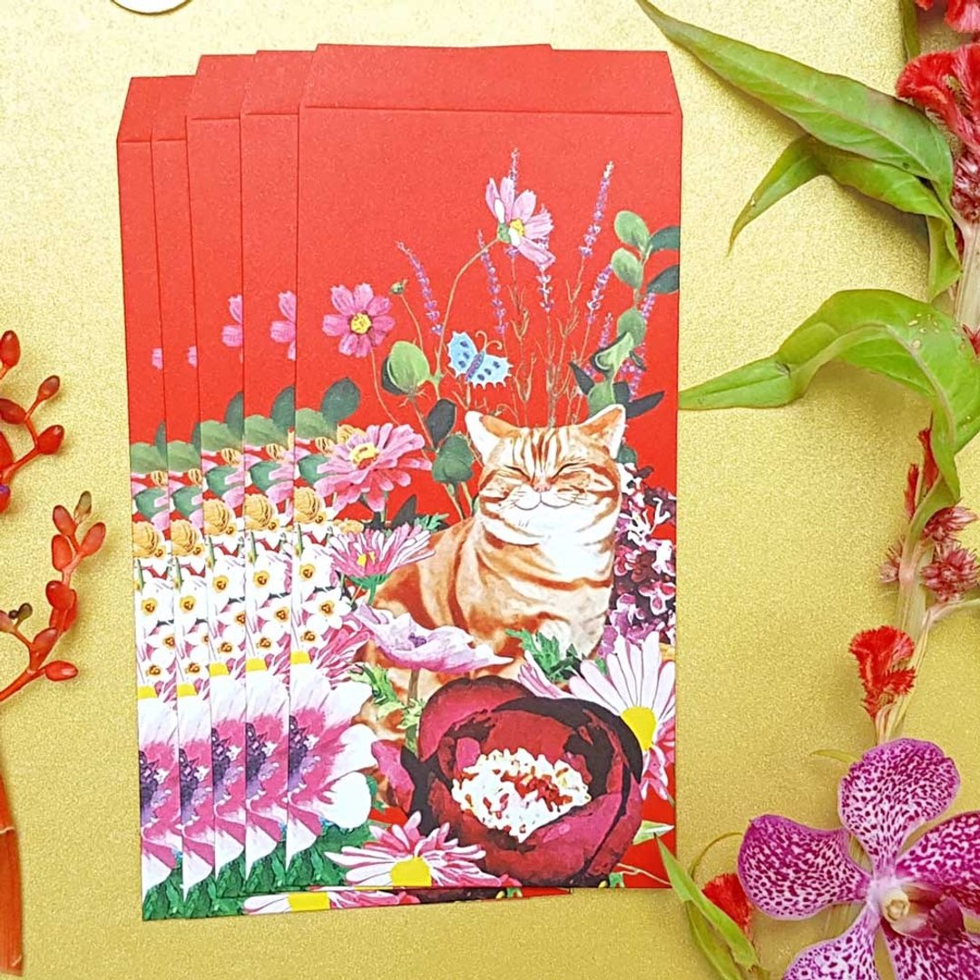 福兽纳福系列红包袋-耄耋富贵/橘猫(5入) - 红包/春联 - 纸 红色