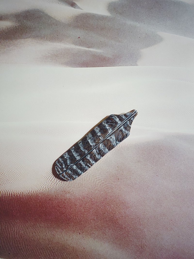 木刻手绘坠饰 - 羽毛 - 其他 - 木头 咖啡色