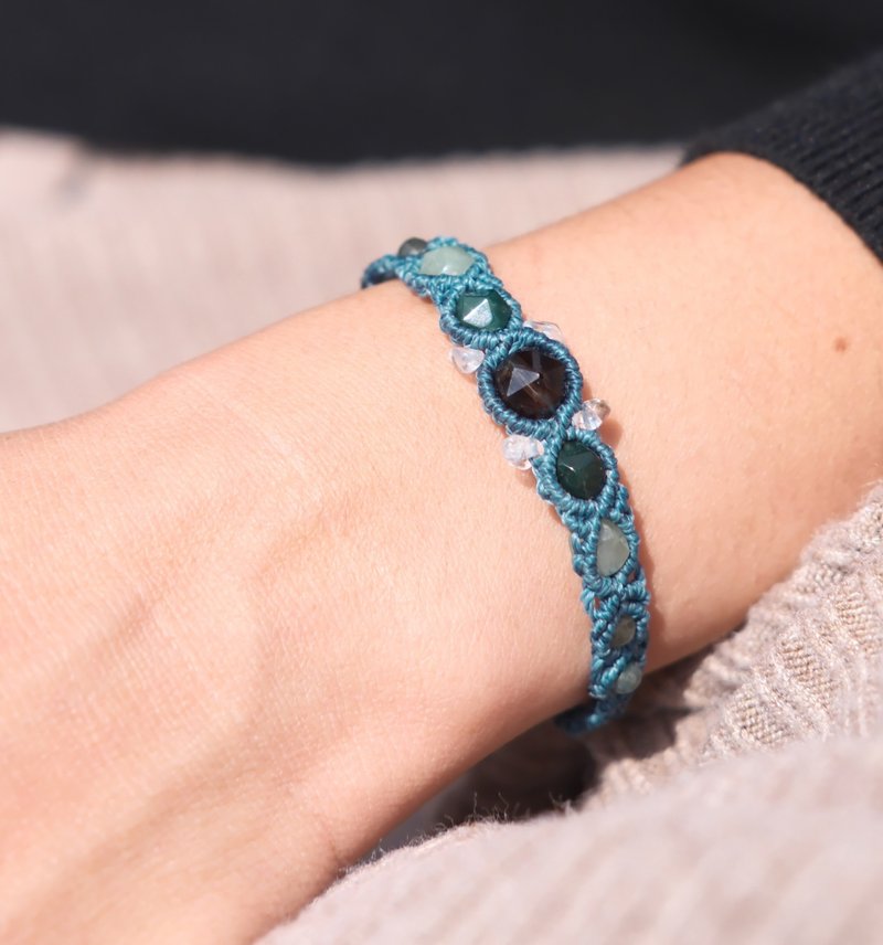 矿石编织手绳//茶晶|水草玛瑙|东菱玉|绿发晶|蓝磷灰 - 手链/手环 - 水晶 