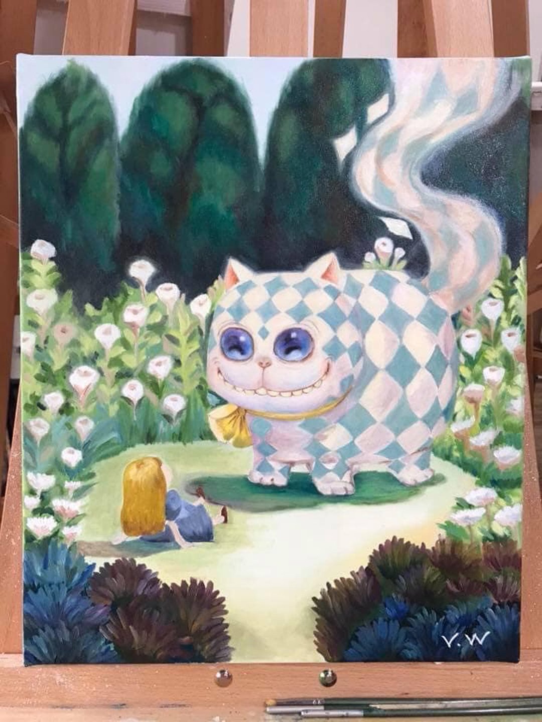 王咖咖 油画- 爱丽丝梦游仙境 8F - 海报/装饰画/版画 - 颜料 绿色
