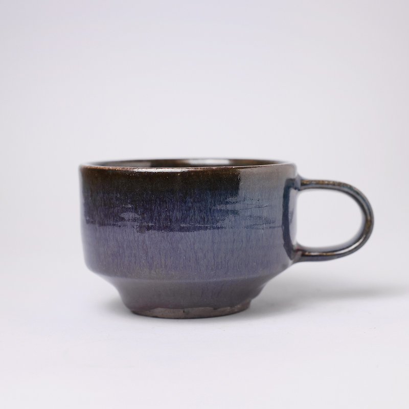 明芽窑 | 柴烧灰蓝钧红咖啡杯 蓝紫 把杯 陶杯 杯子 H6 - 咖啡杯/马克杯 - 陶 蓝色