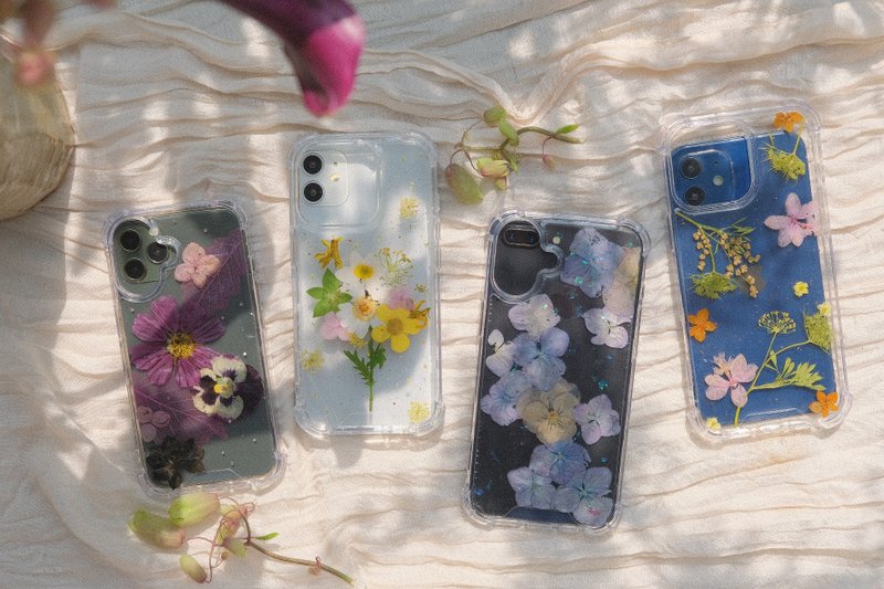 现货特惠 / iPhone16 plus pro max 押花手机壳 压花 手作 树脂 - 手机壳/手机套 - 植物．花 紫色