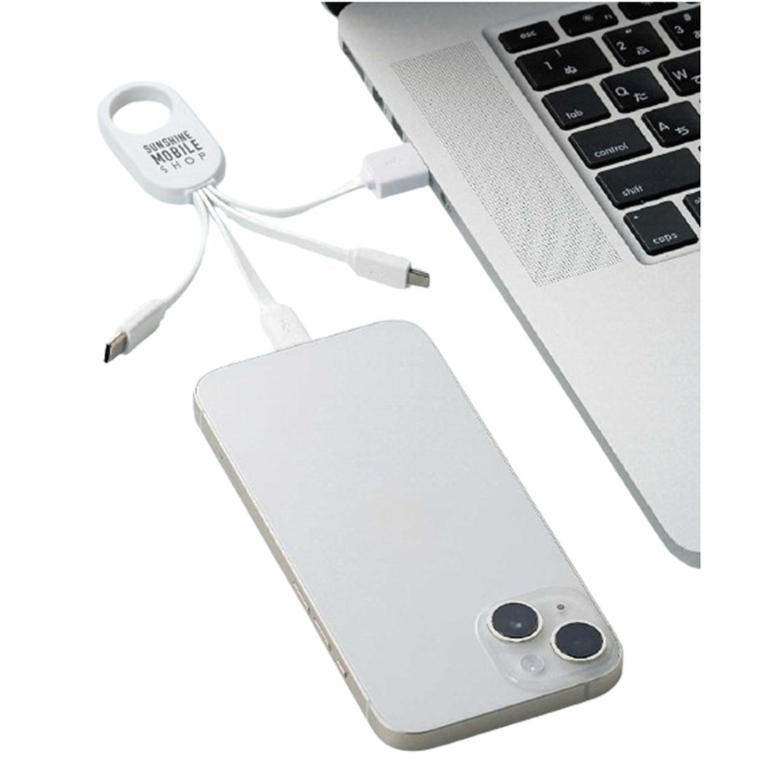 3 合 1 USB 微型 C 型充电线多手机充电器线 - 充电宝/传输线 - 塑料 白色
