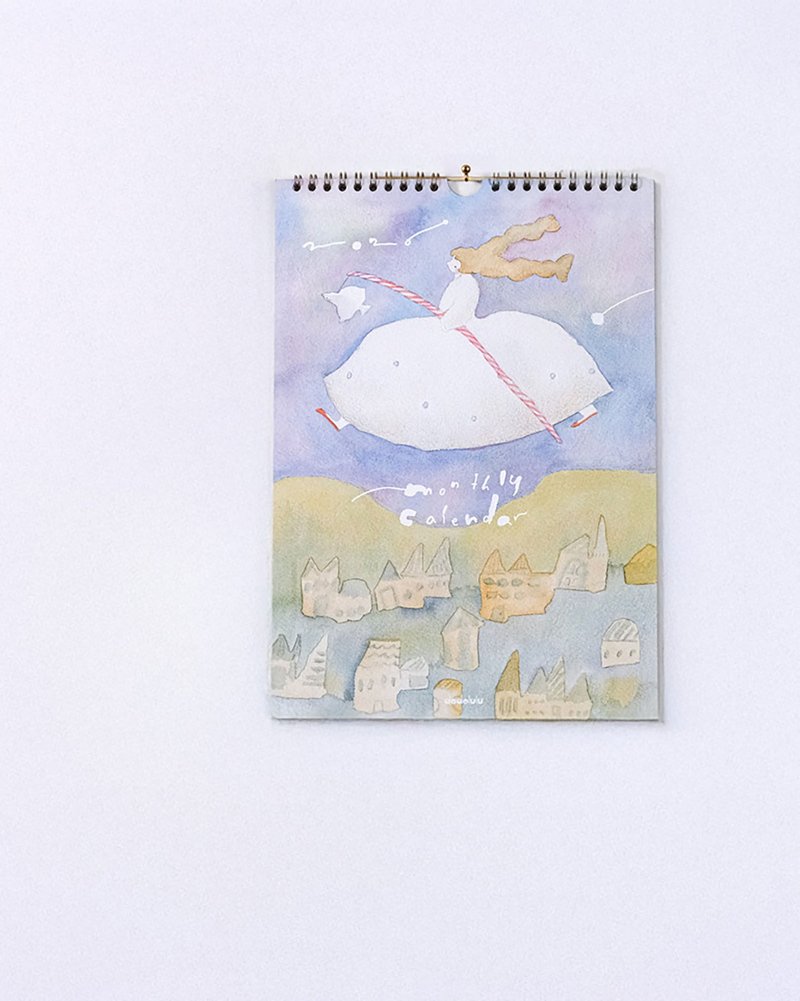 2026 A4 月历挂历 | 12 个月可爱女孩插画 - 年历/台历 - 纸 