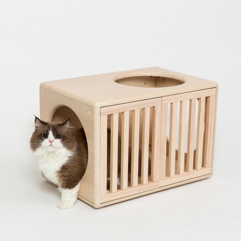 躲猫猫窝-格栅门款 - 抓板/跳台 - 木头 卡其色