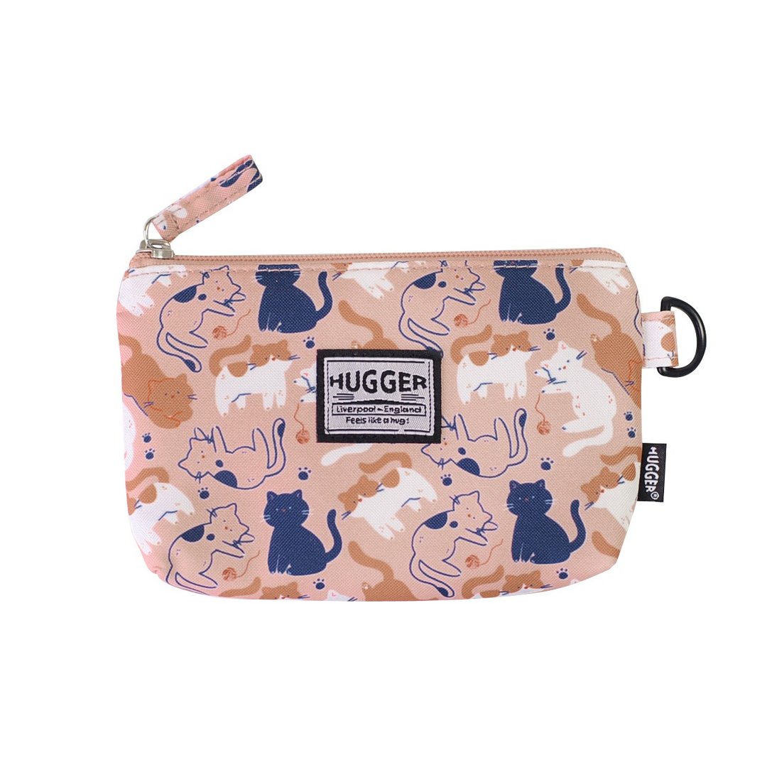 HUGGER万用小物袋-S(可爱小猫咪)拉链收纳包/卫生用品随身袋 - 化妆包/杂物包 - 聚酯纤维 橘色