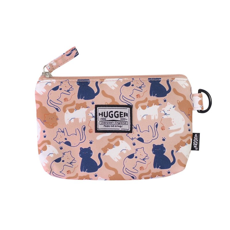 HUGGER万用小物袋-S(可爱小猫咪)拉链收纳包/卫生用品随身袋 - 化妆包/杂物包 - 聚酯纤维 橘色