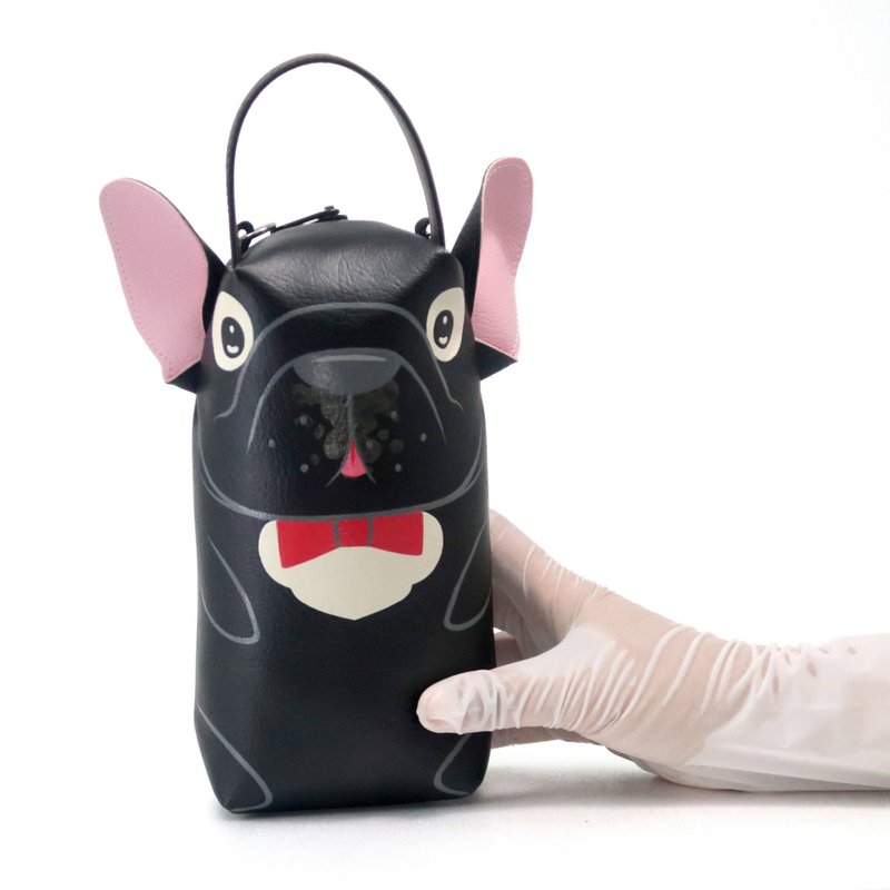 【雙11折扣】Black French Bulldog pencil pouch bag,make up case.Bag for every day esse - 其他 - 人造皮革 黑色