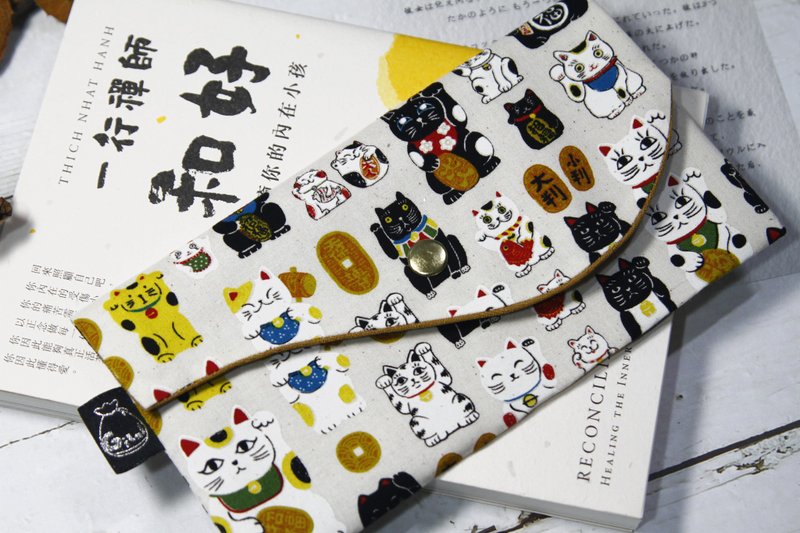 【Gi LAI】10*20Cm开运红包袋 存折袋-七福神招财猫 - 皮夹/钱包 - 棉．麻 白色