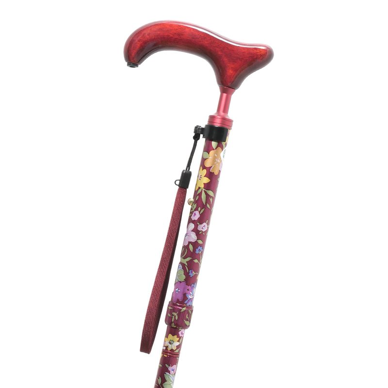 细颈花痴花卉图案红色 -四折式可折叠铝制手杖- - 其他 - 铝合金 红色