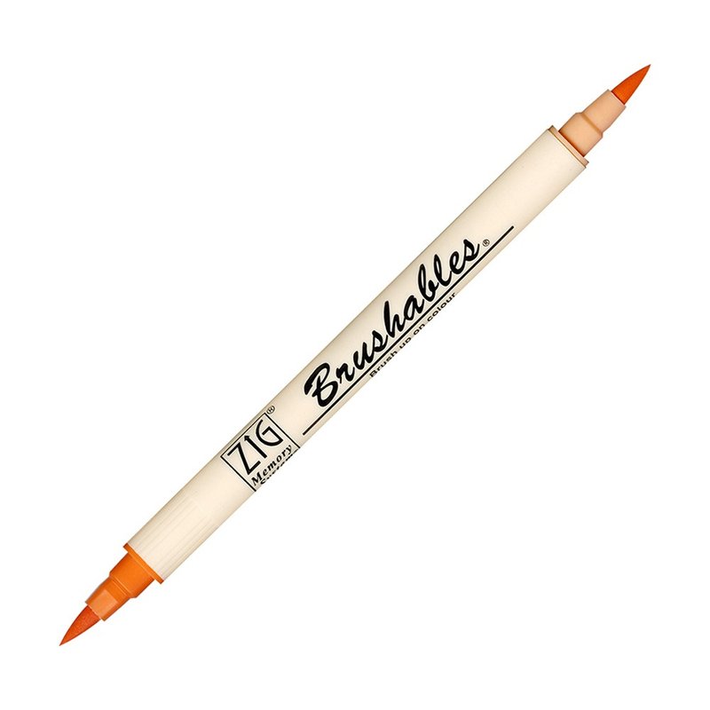 【Kuretake 日本吴竹】ZIG 双色软笔刷麦克笔 橘色 (MS-7700-070) - 其他书写用品 - 颜料 橘色