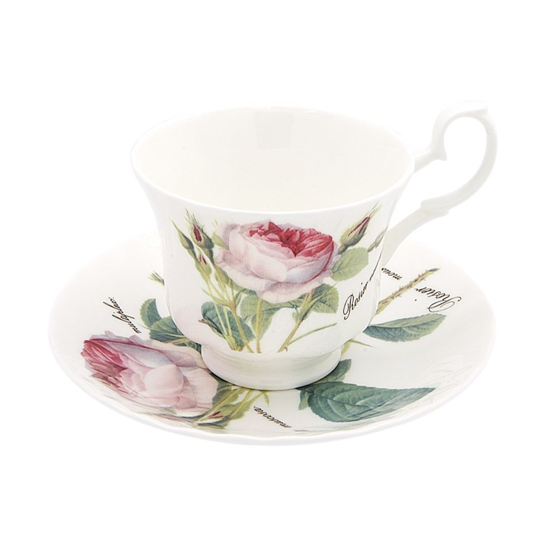 英国 RK | 浪漫浅玫瑰系列230ml咖啡花茶杯盘组 - 茶具/茶杯 - 瓷 多色