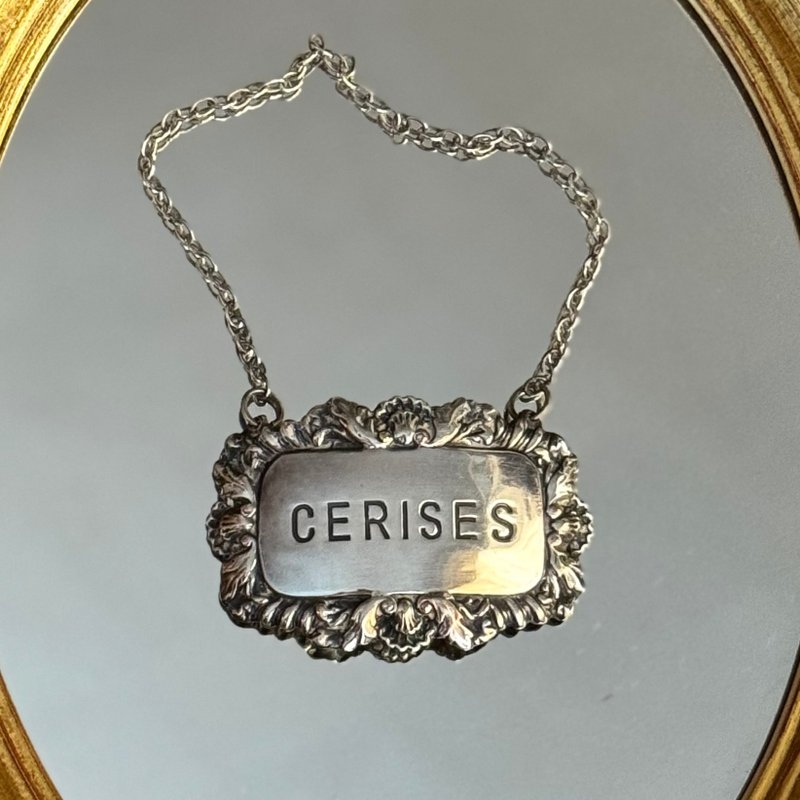 *50951-迷人法国镀银樱桃酒CERISES酒牌 - 酒杯/酒器 - 银 