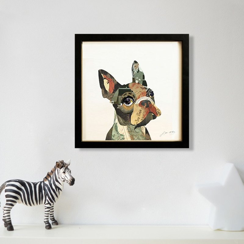 异见定制立体手工拼贴画-波士顿梗 - 海报/装饰画/版画 - 纸 黑色