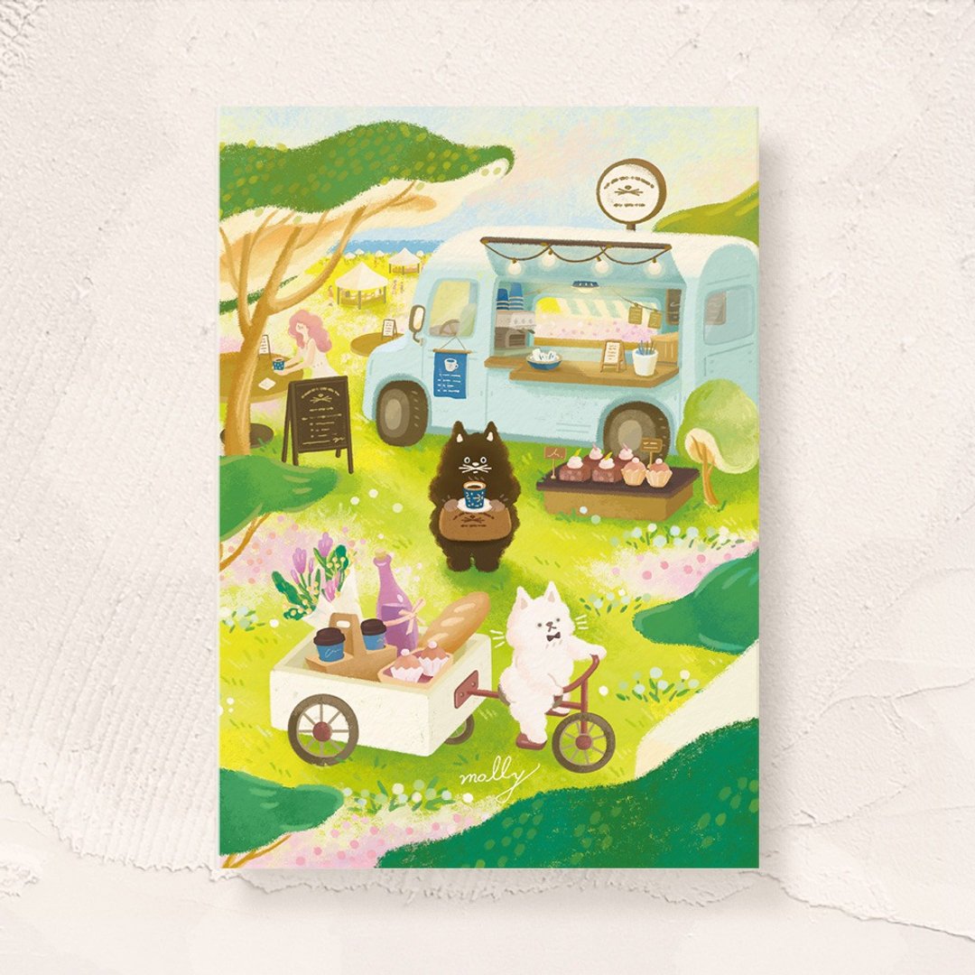 postcard-咖啡时光系列-夏 - 卡片/明信片 - 纸 多色
