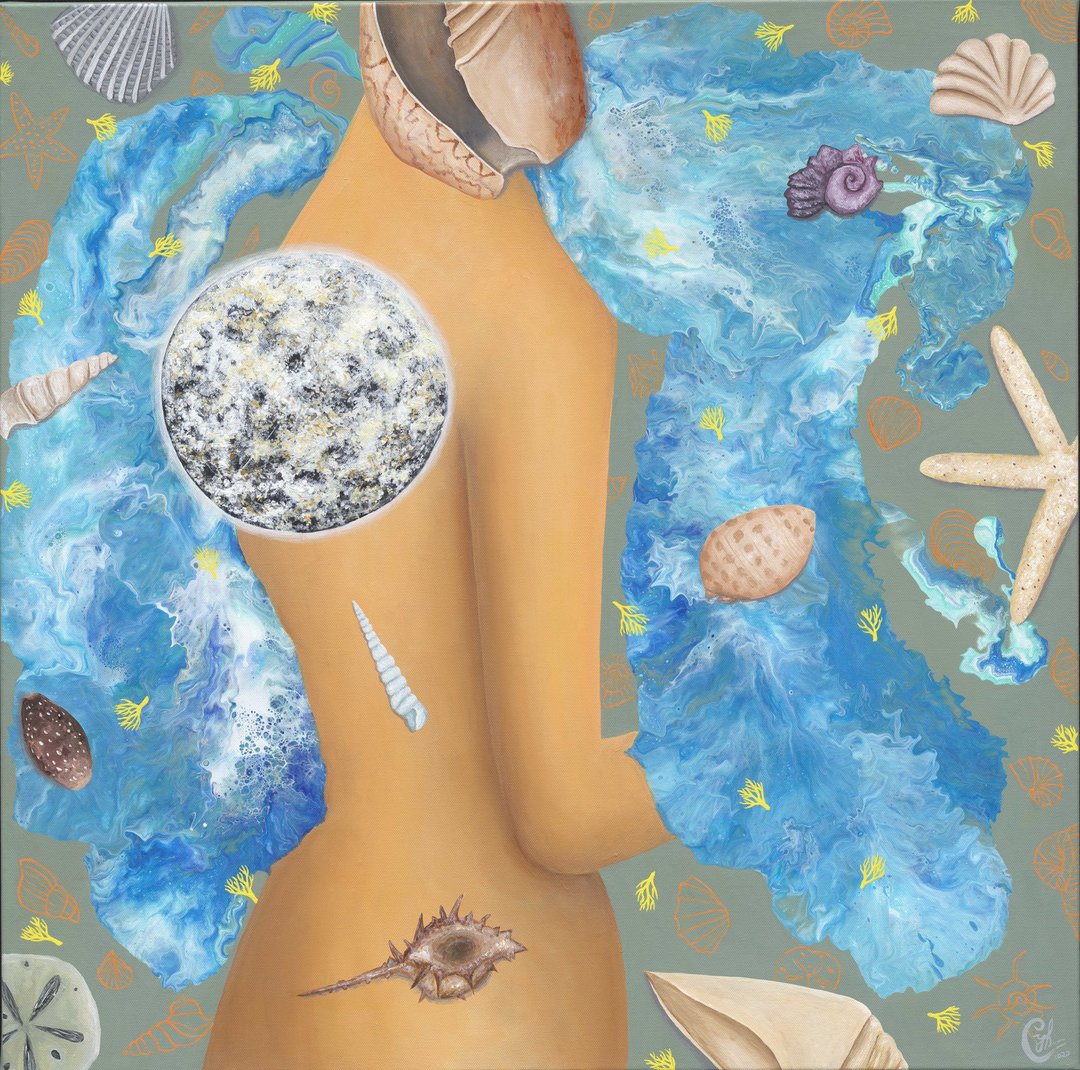 月亮女性绘画－合而为一 - 海报/装饰画/版画 - 棉 多色