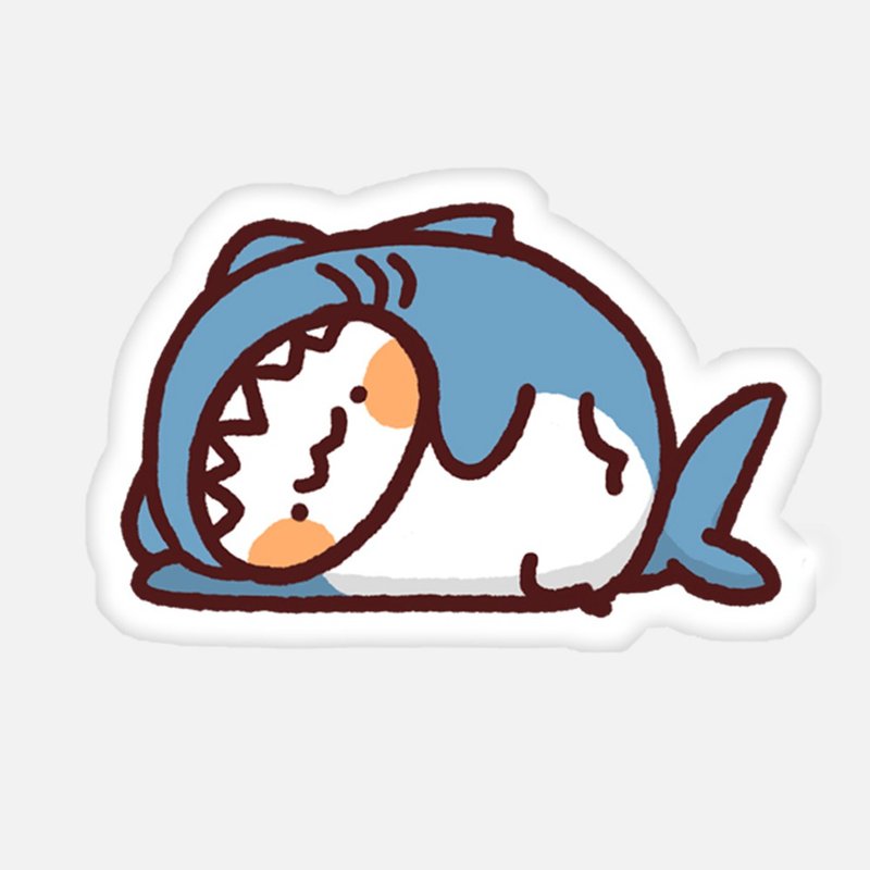 趴趴鲨喵抱枕 细毛绒抱枕 揽枕 咕𠱸 | LINE热门贴图 胸毛公寓 - 枕头/抱枕 - 棉．麻 