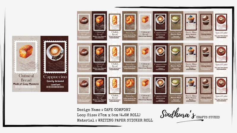Cafe Comfort 书写纸贴纸卷 咖啡烘焙主题 - 贴纸 - 纸 多色