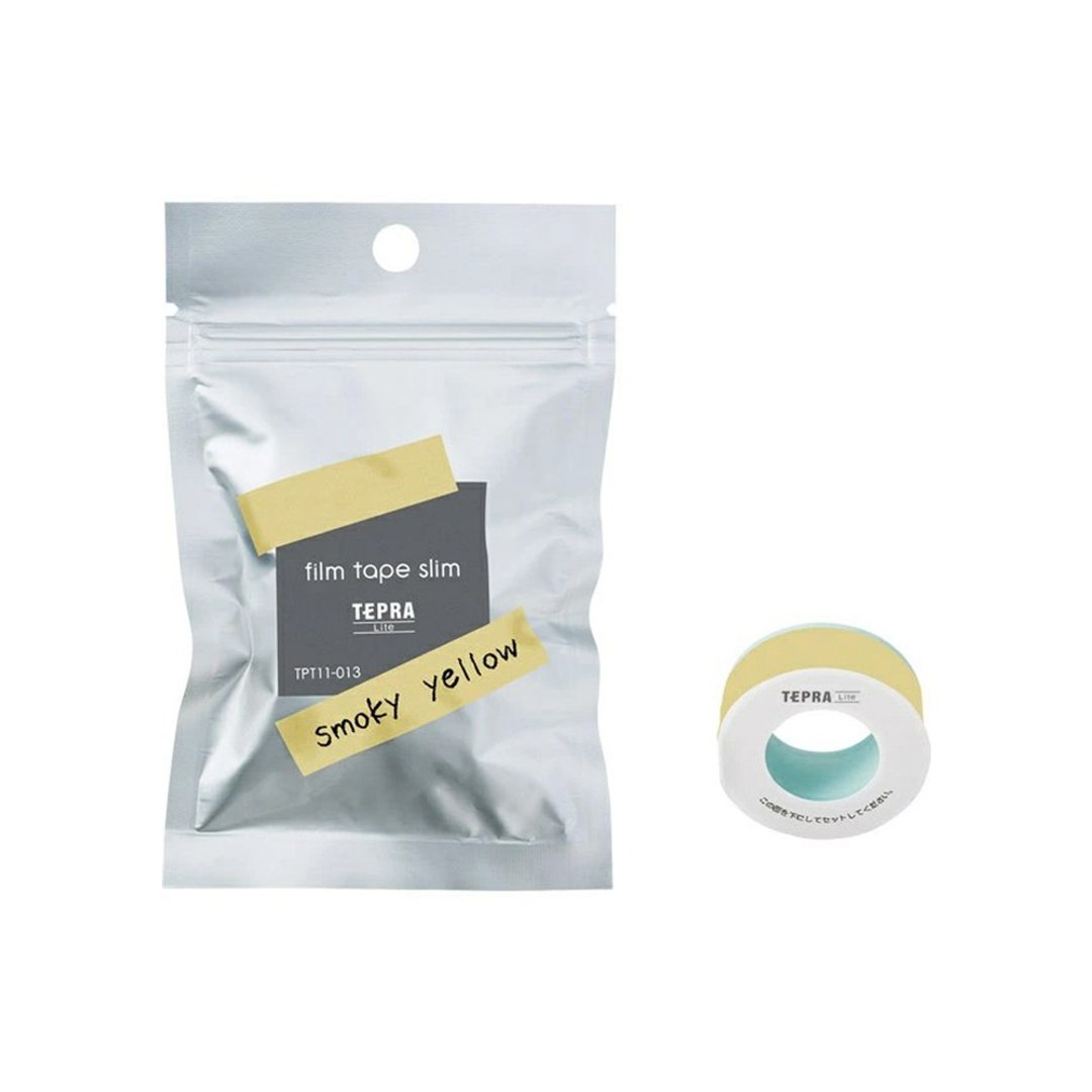 【KING JIM】TEPRA LITE 热感式标签薄膜自黏胶带 11mm 烟熏黄 - 纸胶带 - 纸 黄色