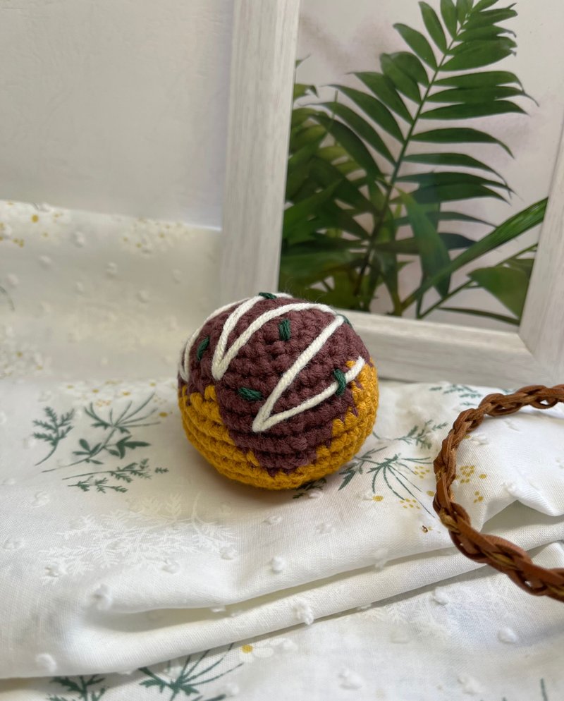 钩织章鱼烧匙扣电话绳 - 吊饰 - 棉．麻 橘色