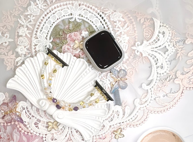 紫雾珍珠花园  淡水珍珠 紫水晶 白水晶 18k金  手表链 表带 - 表带 - 水晶 紫色