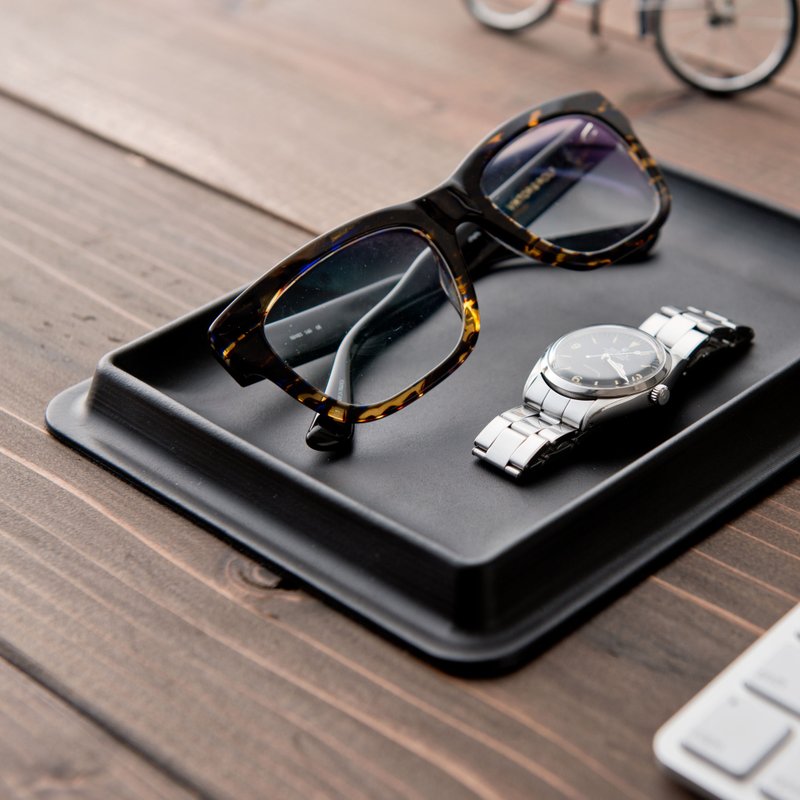 colm Leather Tray L Black - 收纳用品 - 真皮 黑色