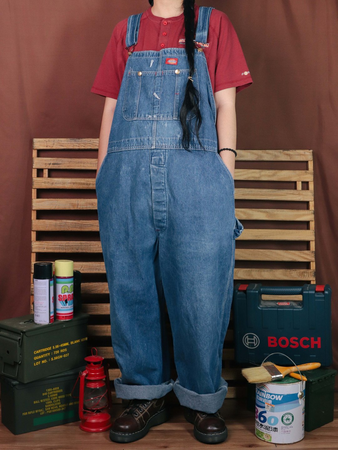 Tsubasa.Y│Dickies 吊带长裤 D22  丹宁 蓝色  45腰 牛仔 吊带 - 背带裤/连体裤 - 棉 蓝色