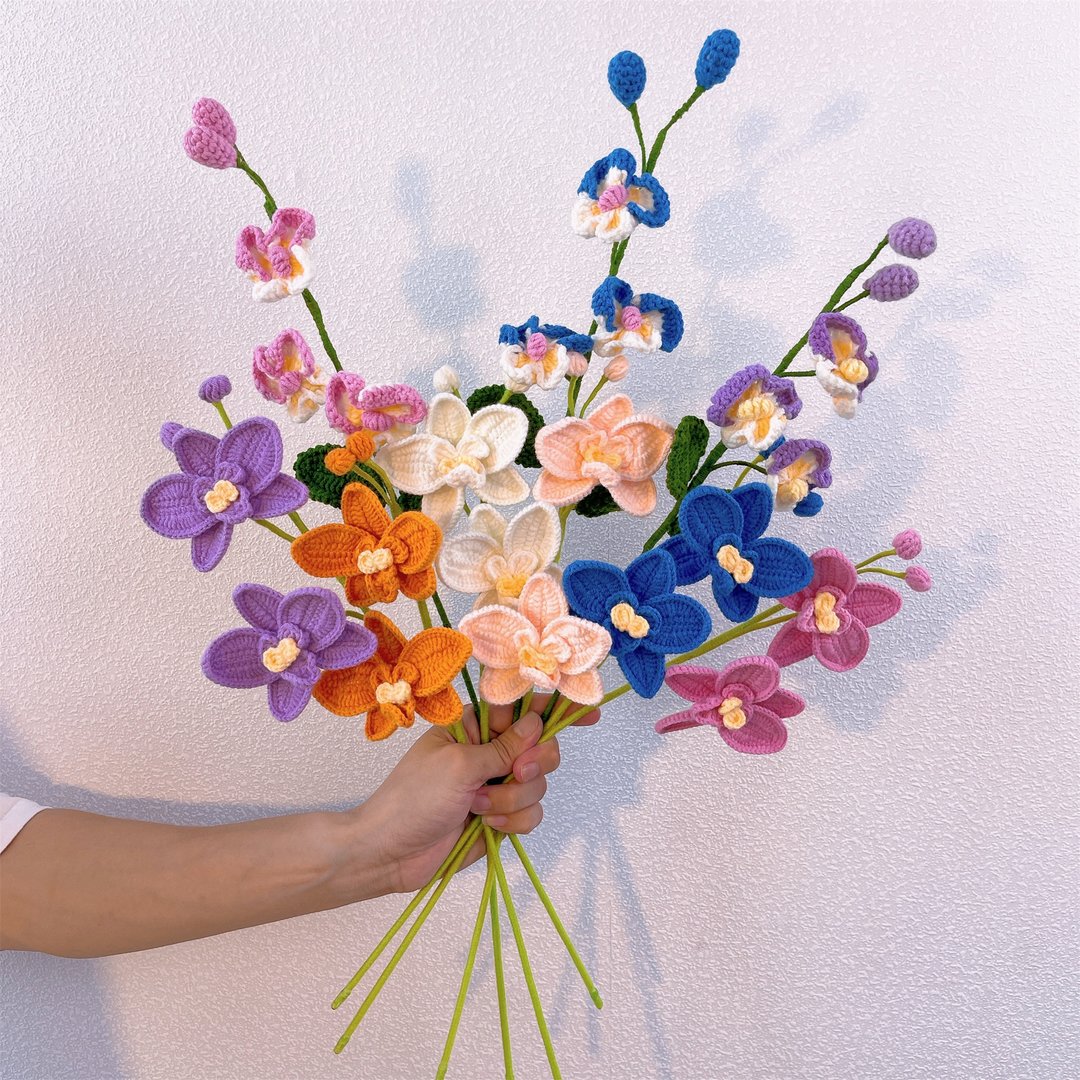 手作钩织蝴蝶兰花朵 - 干燥花/捧花 - 棉．麻 
