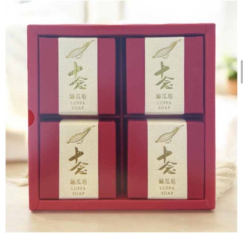 十念丝瓜皂礼盒 4入皂 每颗110克 附手提袋 - 香薰/精油/线香 - 植物．花 红色