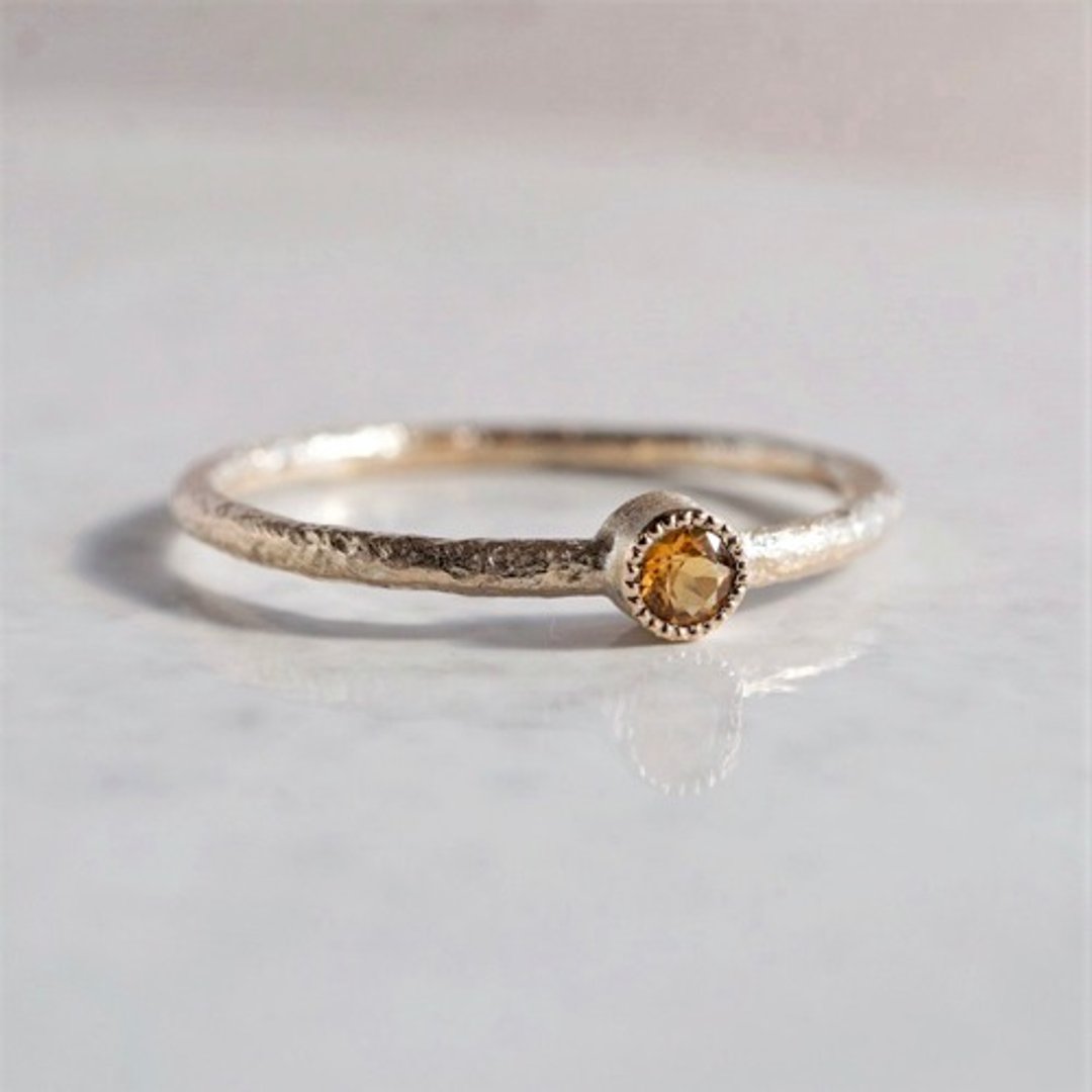 K18 Citrine birthstone ring [R050K18CT] - 戒指 - 宝石 
