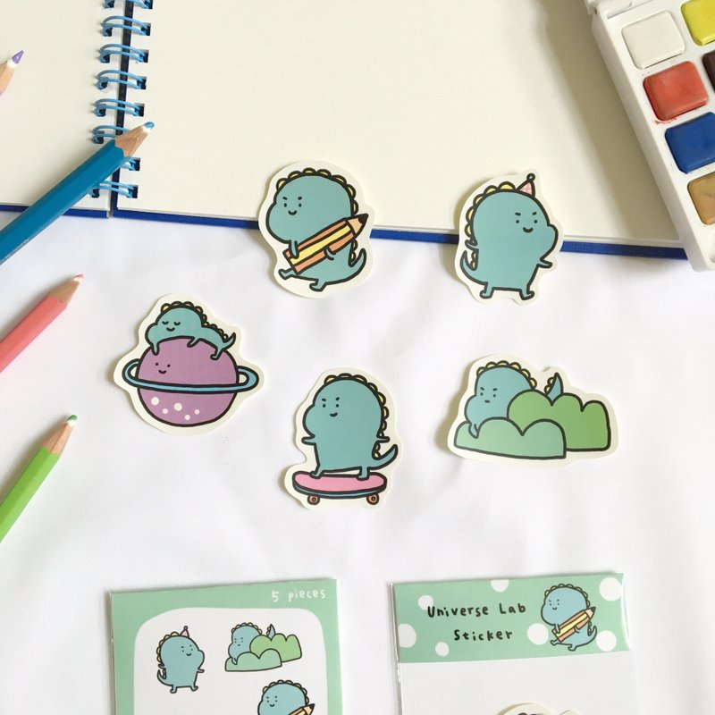 蓝绿色的恐龙贴纸组 - 贴纸 - 纸 