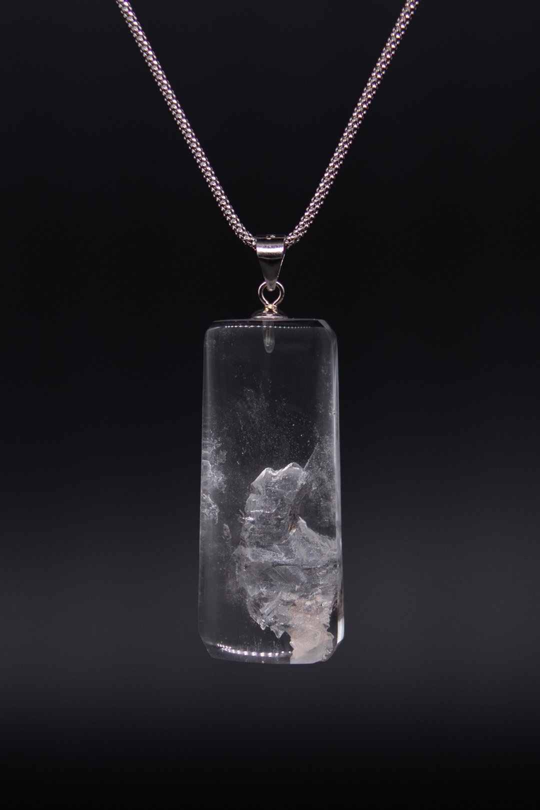 虚室生白 - 白水晶天然水胆路水晶 S925银项链 招财 避邪化煞 - 项链 - 水晶 