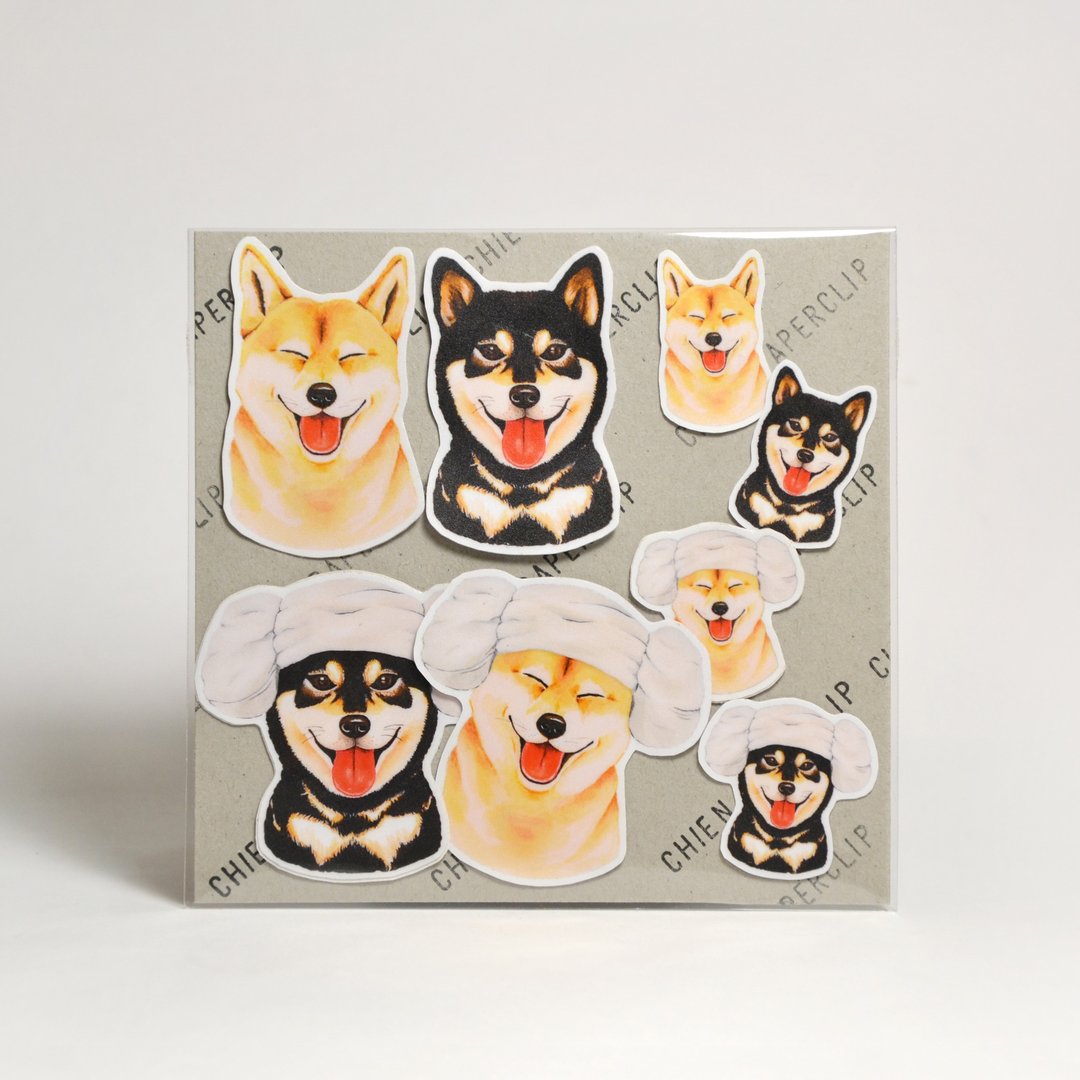 雾面防水贴纸-柴犬与黑柴 - 贴纸 - 塑料 橘色