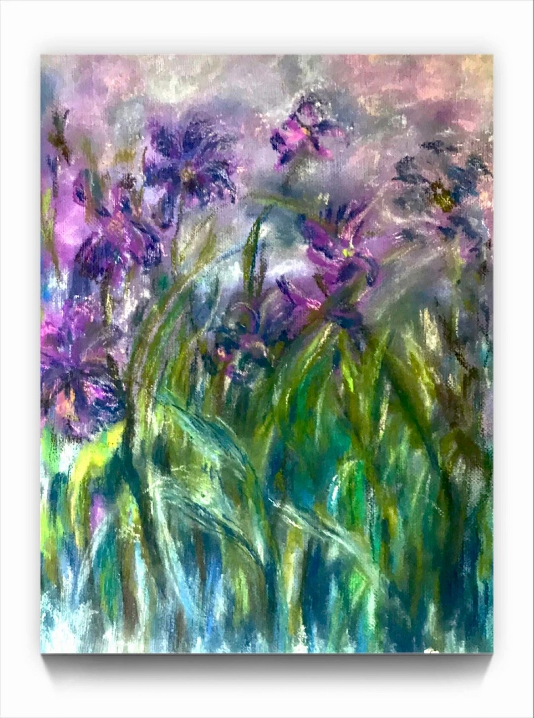 在画布板上制作的鸢尾花粉彩画 - 墙贴/壁贴 - 其他材质 紫色